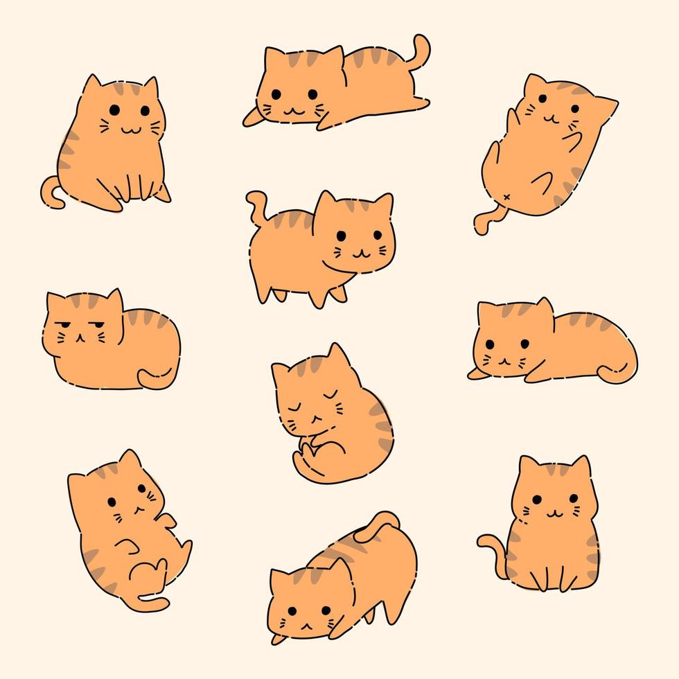 Cute doodle kittens vector