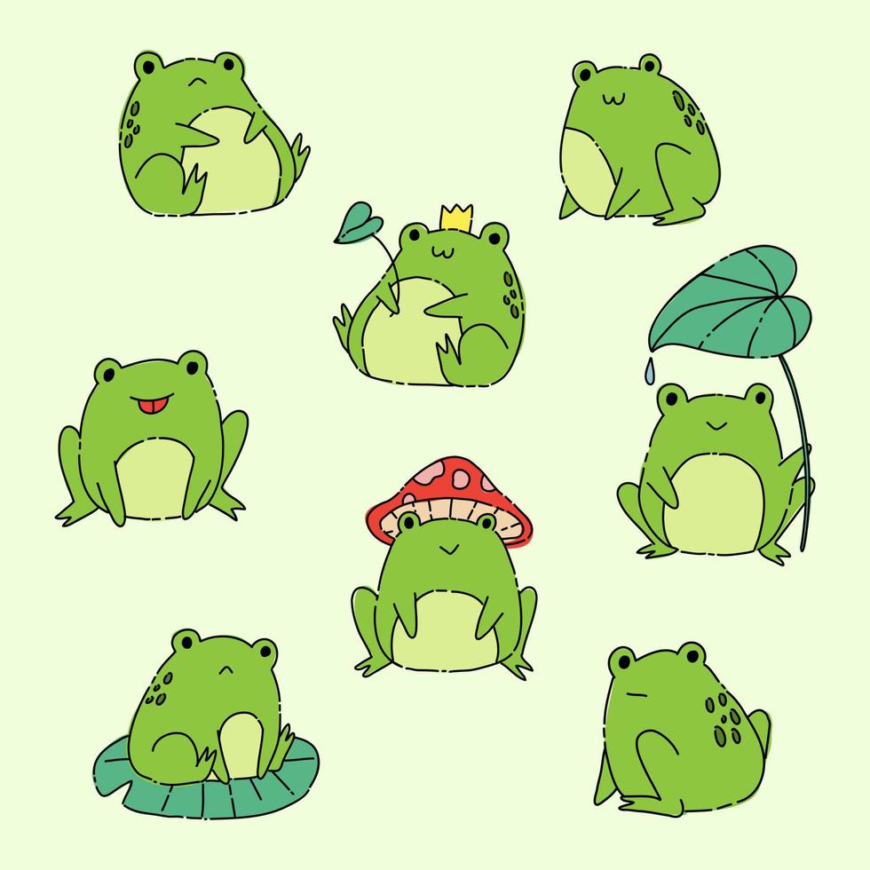 Cute doodle frogs vector