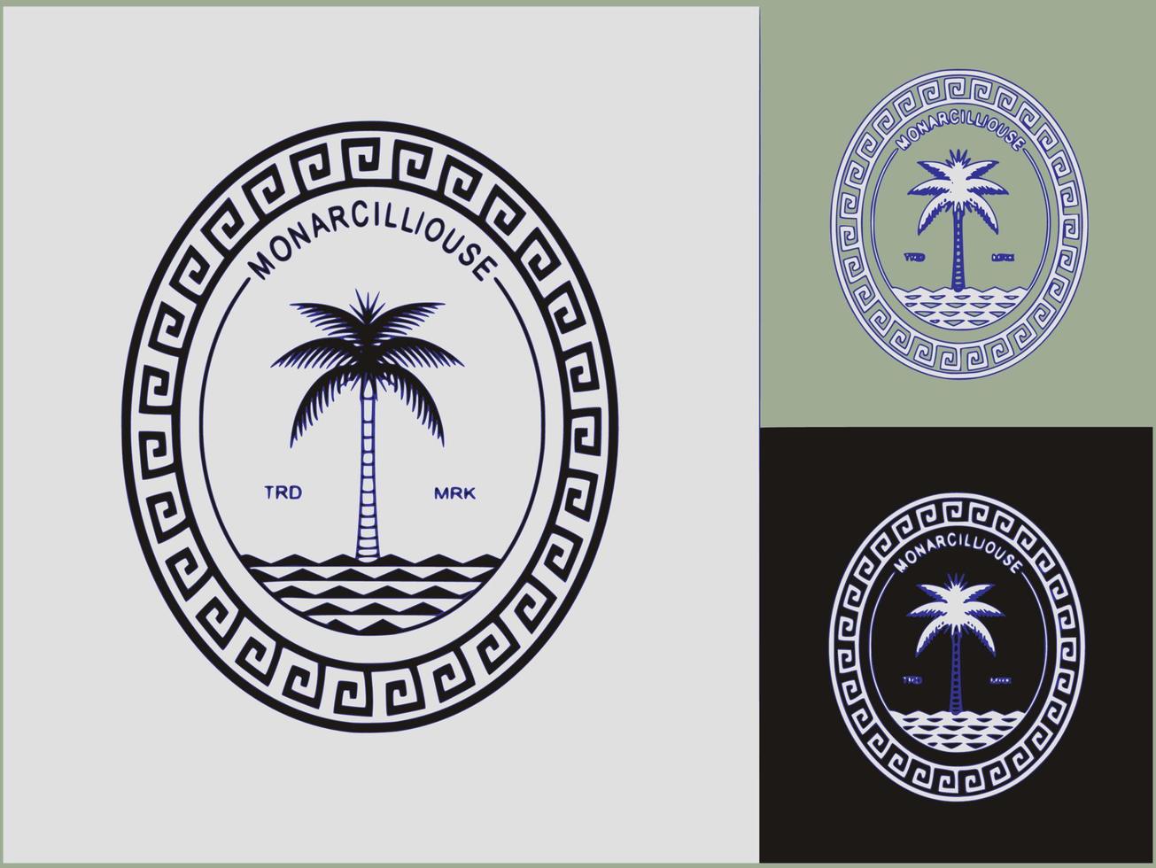 simple pero lujoso logotipo de palmera en blanco y negro, vector