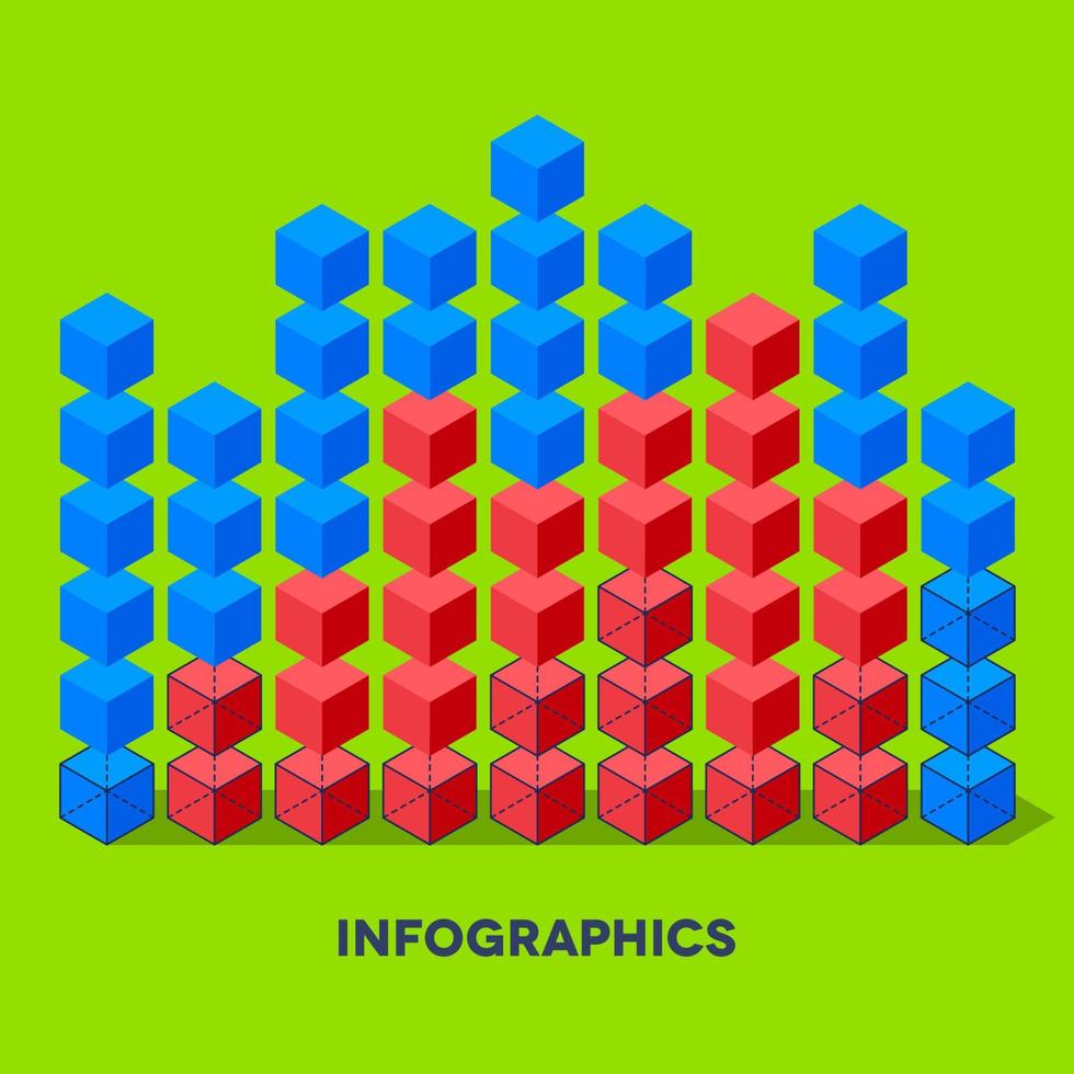 Flat infographics with cubes and wired structures vector