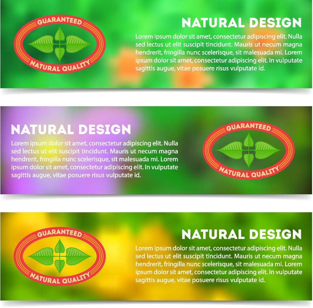 Set of eco banners with flat colored vintage label vector