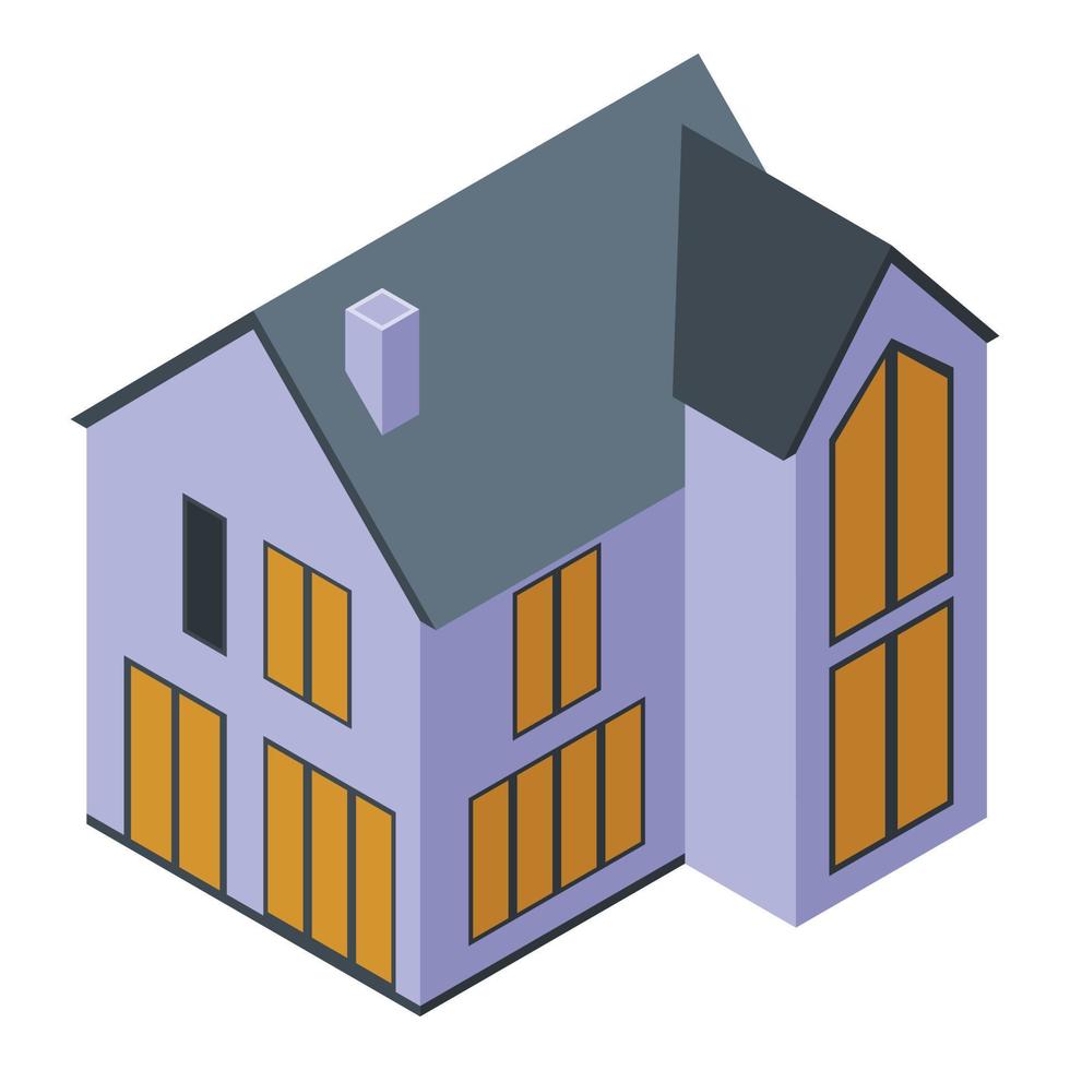 Suburb cottage icon, isometric style vector