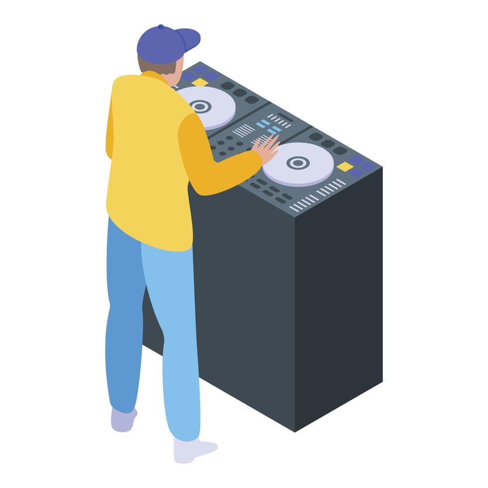 icono de dj de fiesta, estilo isométrico vector