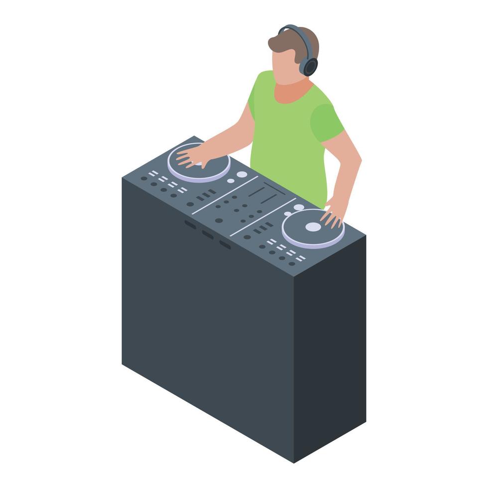 Dj disco icon, isometric style vector