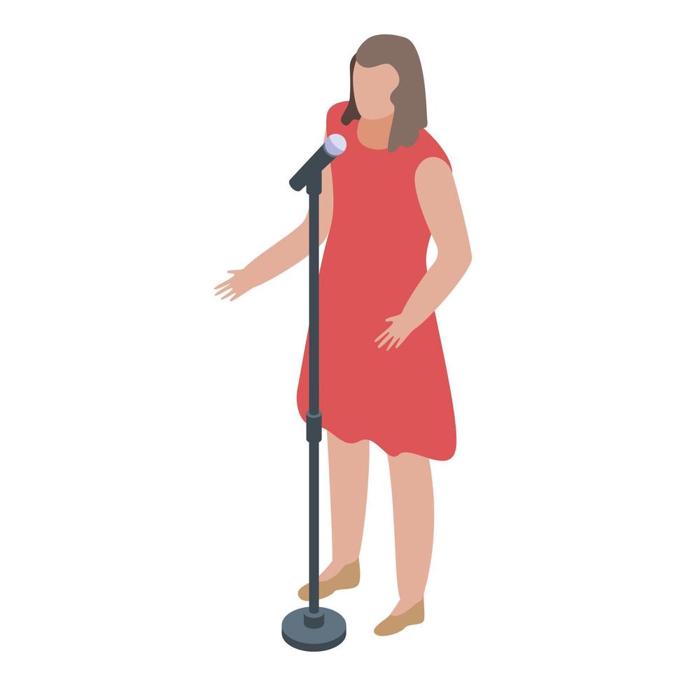 mujer cantante artista icono, estilo isométrico vector