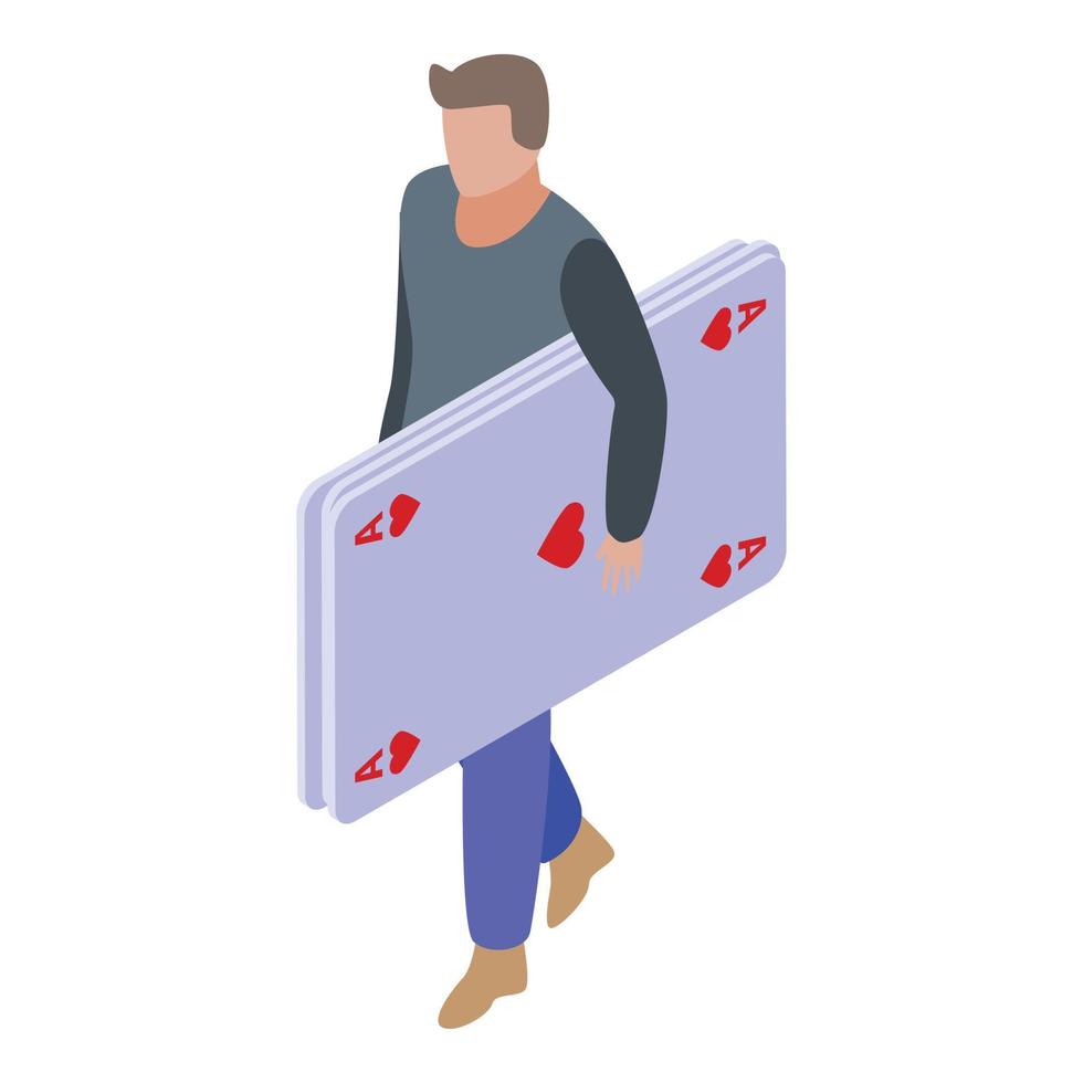 Playing cards addiction icon, isometric style vector