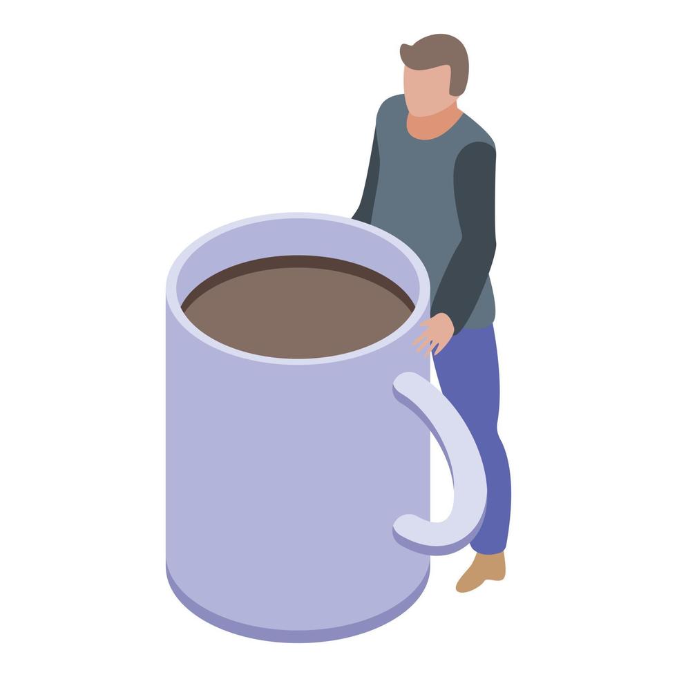 Coffee addiction icon, isometric style vector