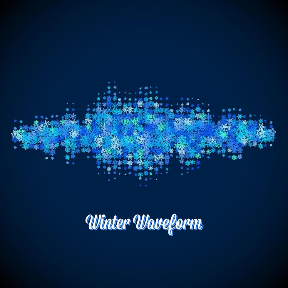 Christmas sound and music waveform made of different scattered snowflakes vector