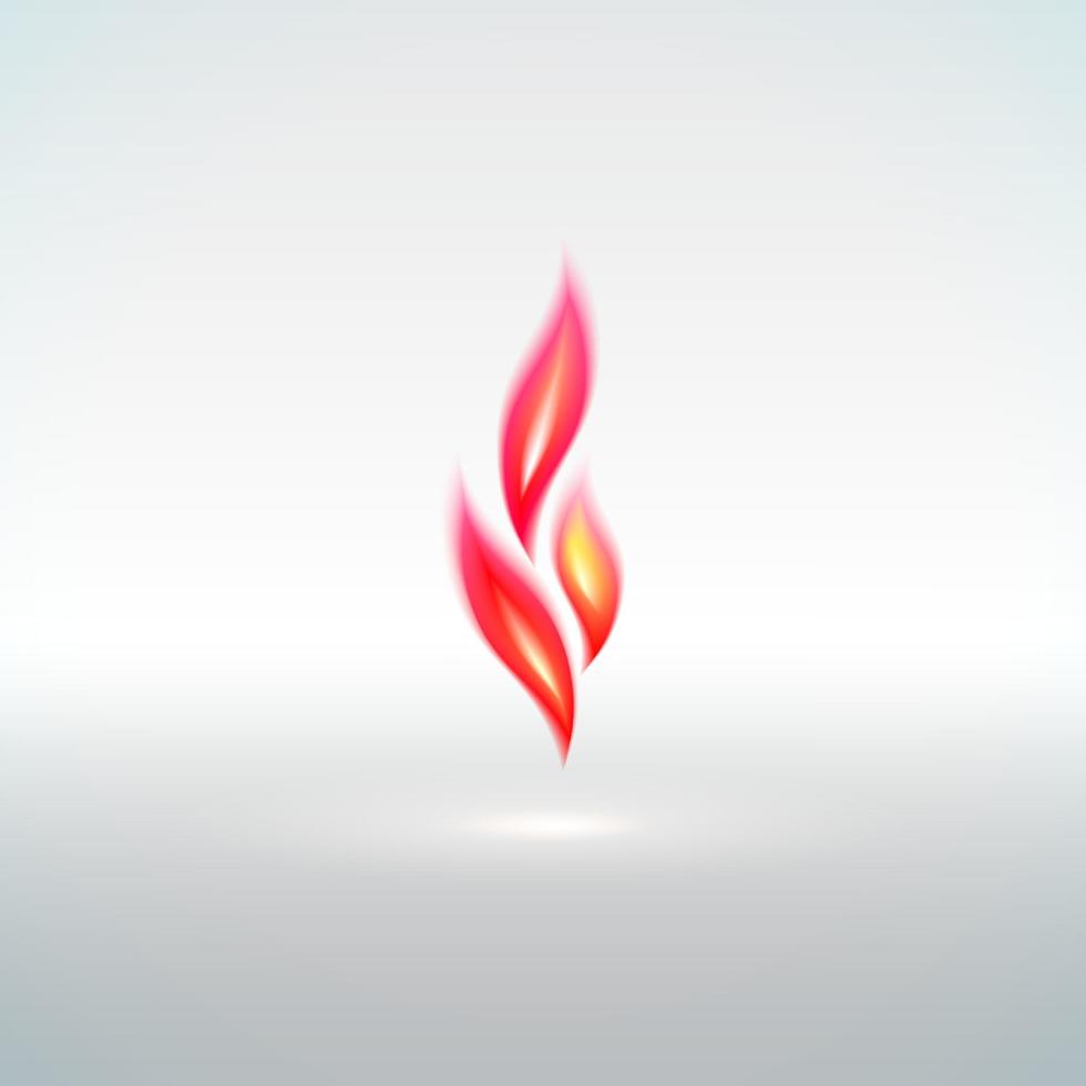 Shiny red soft flame sign with reflection vector