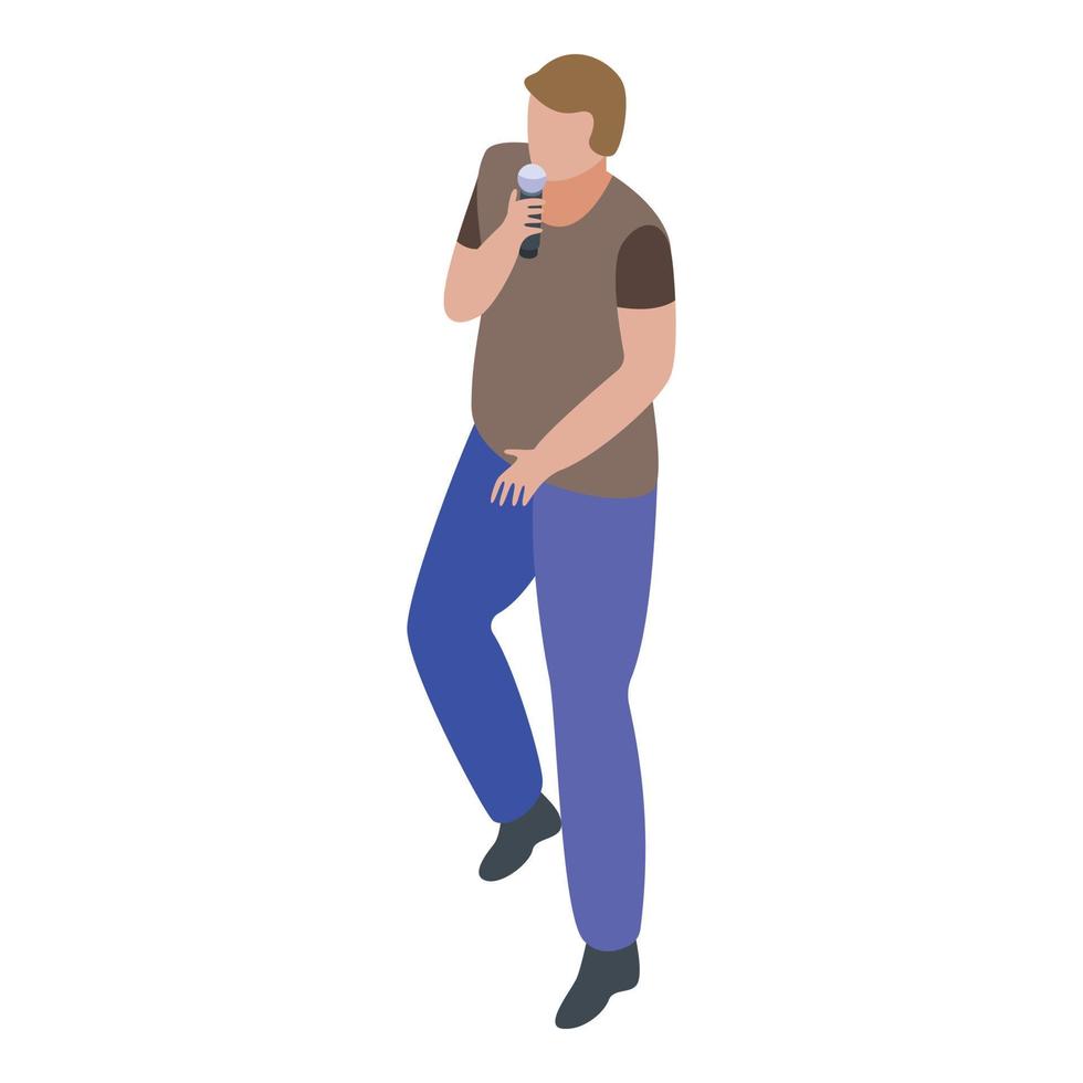 artista cantante hombre icono, estilo isométrico vector