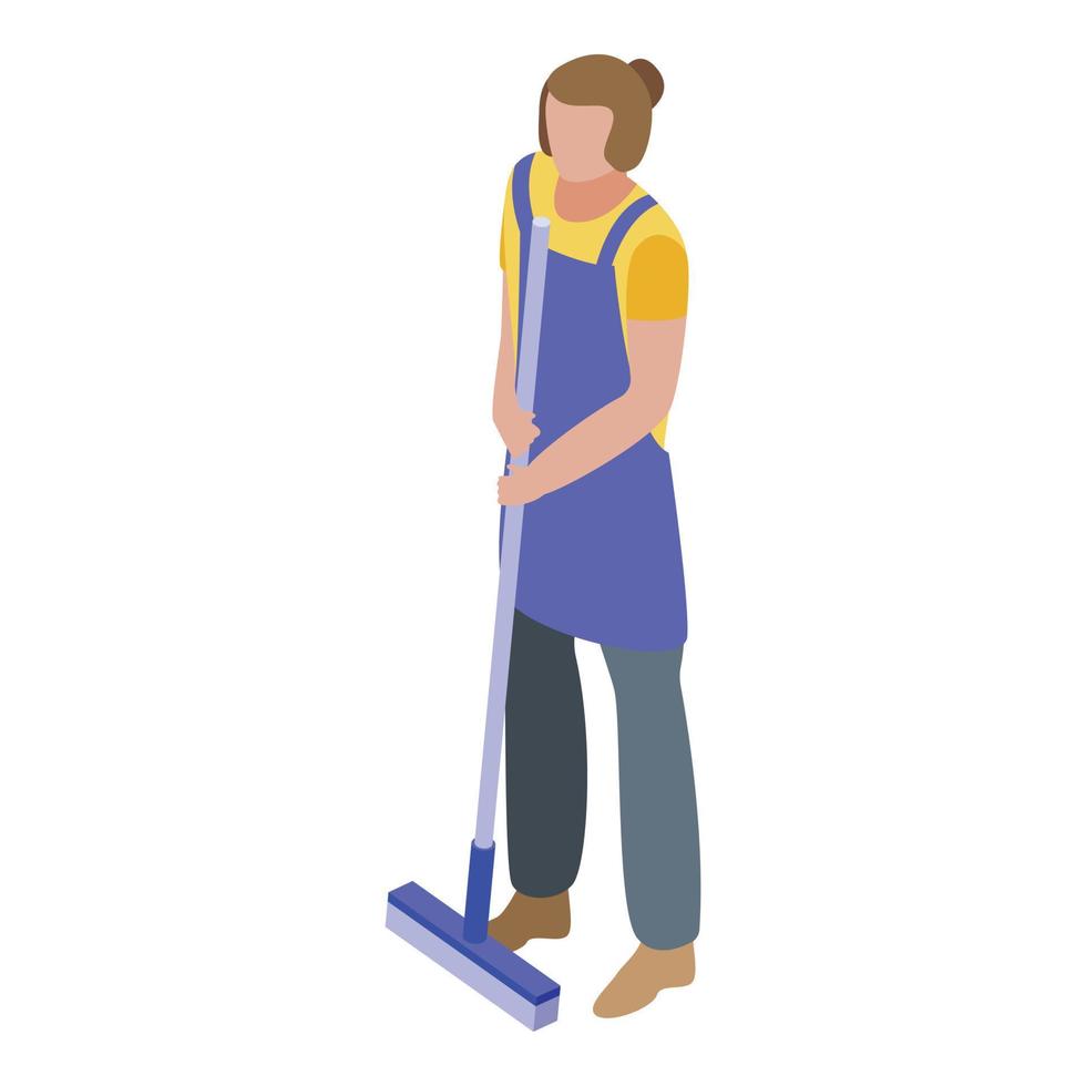 Woman cleaning mop icon, isometric style vector