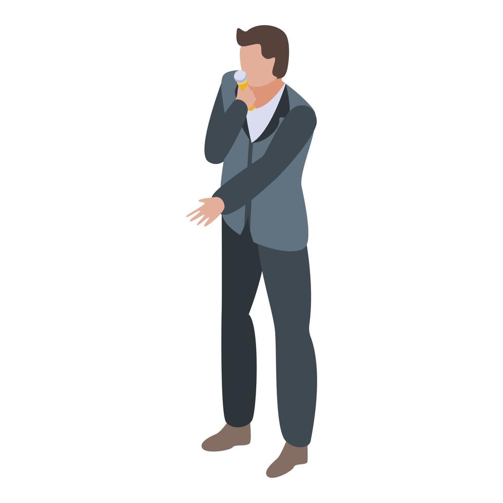 Singer in suit icon, isometric style vector