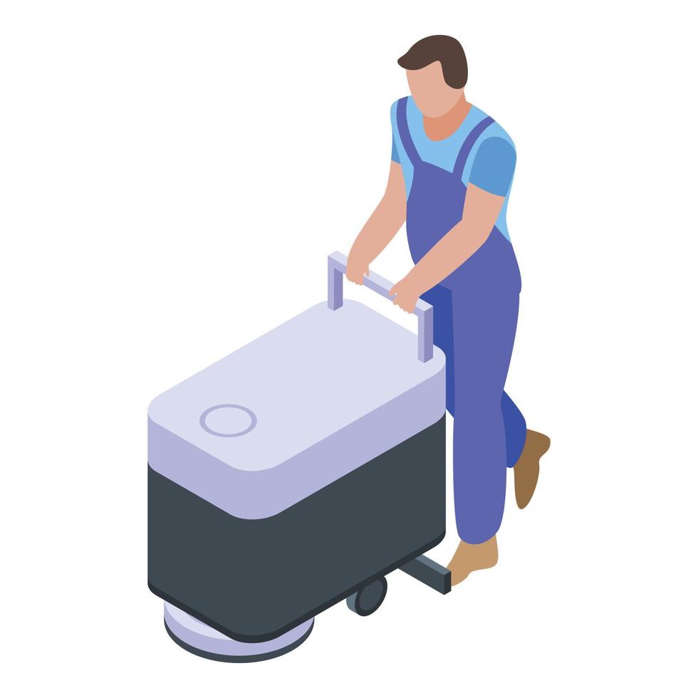 Cleaning floor machine icon, isometric style vector