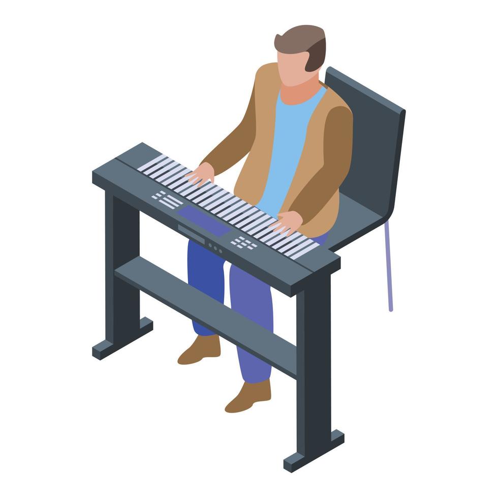 icono de cantante pianista, estilo isométrico vector