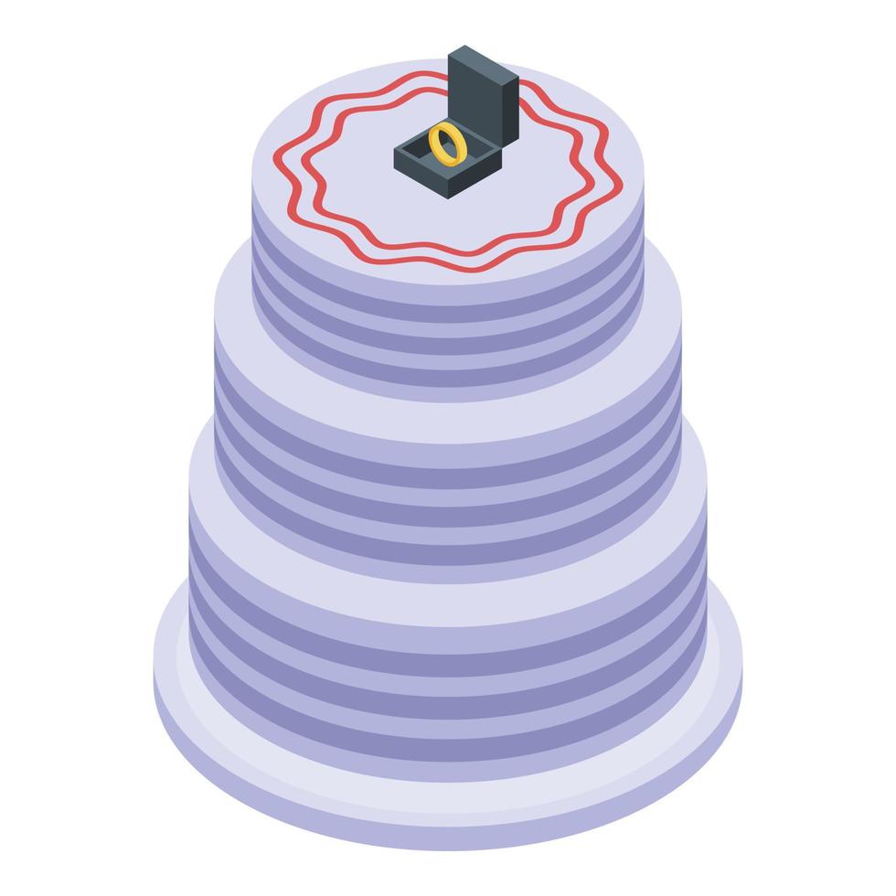 icono de pastel de novia de boda, estilo isométrico vector