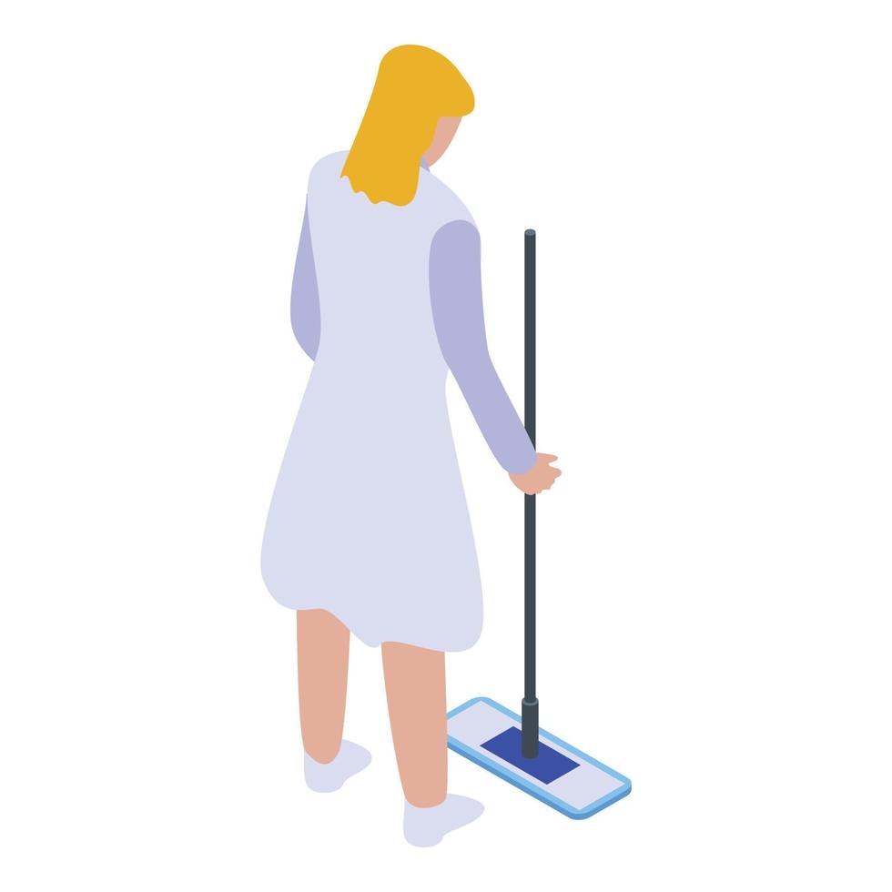 Cleaning services woman icon, isometric style vector