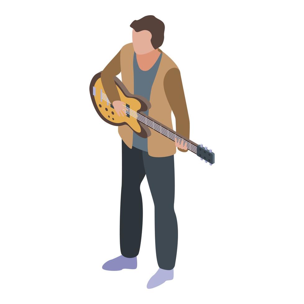 Singer with guitar icon, isometric style vector