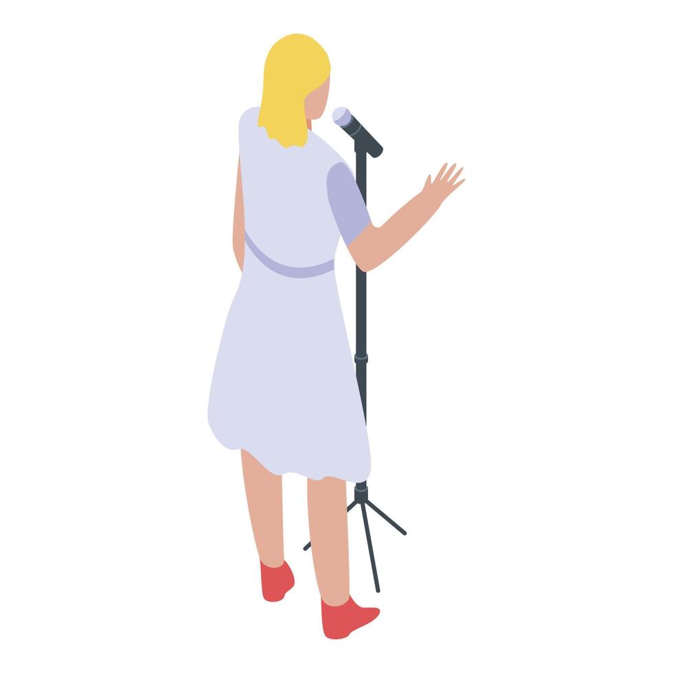 icono de cantante femenina, estilo isométrico vector