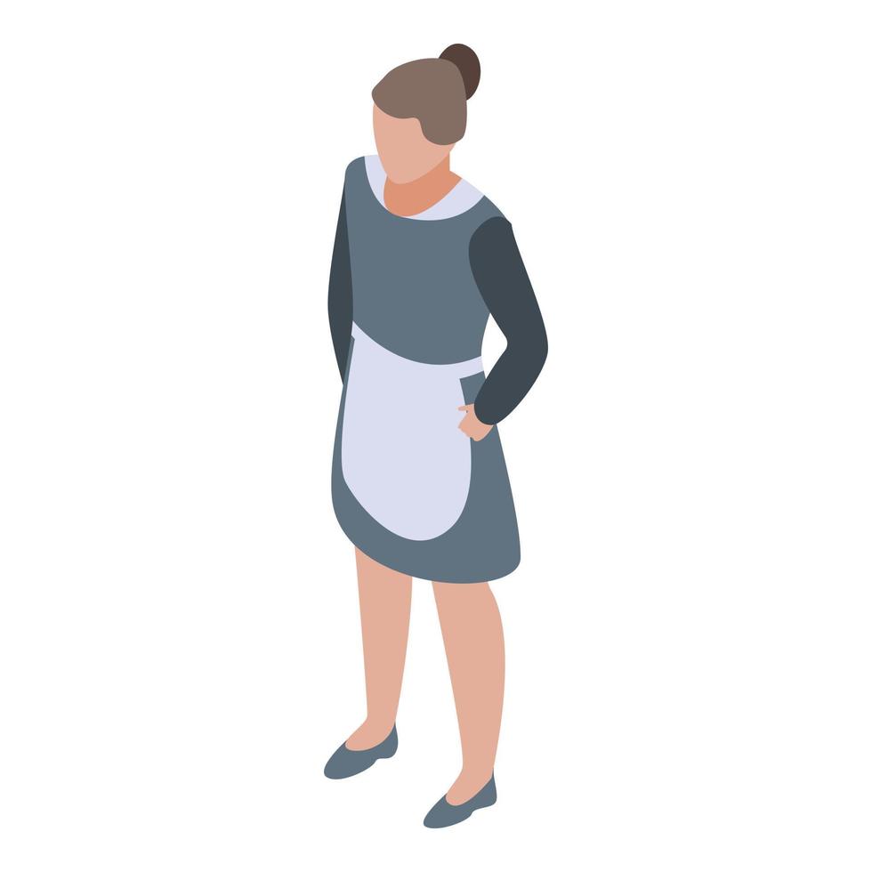 House woman cleaner icon, isometric style vector