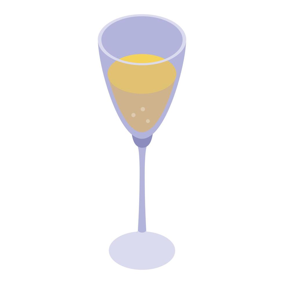 icono de copa de champán de boda, estilo isométrico vector