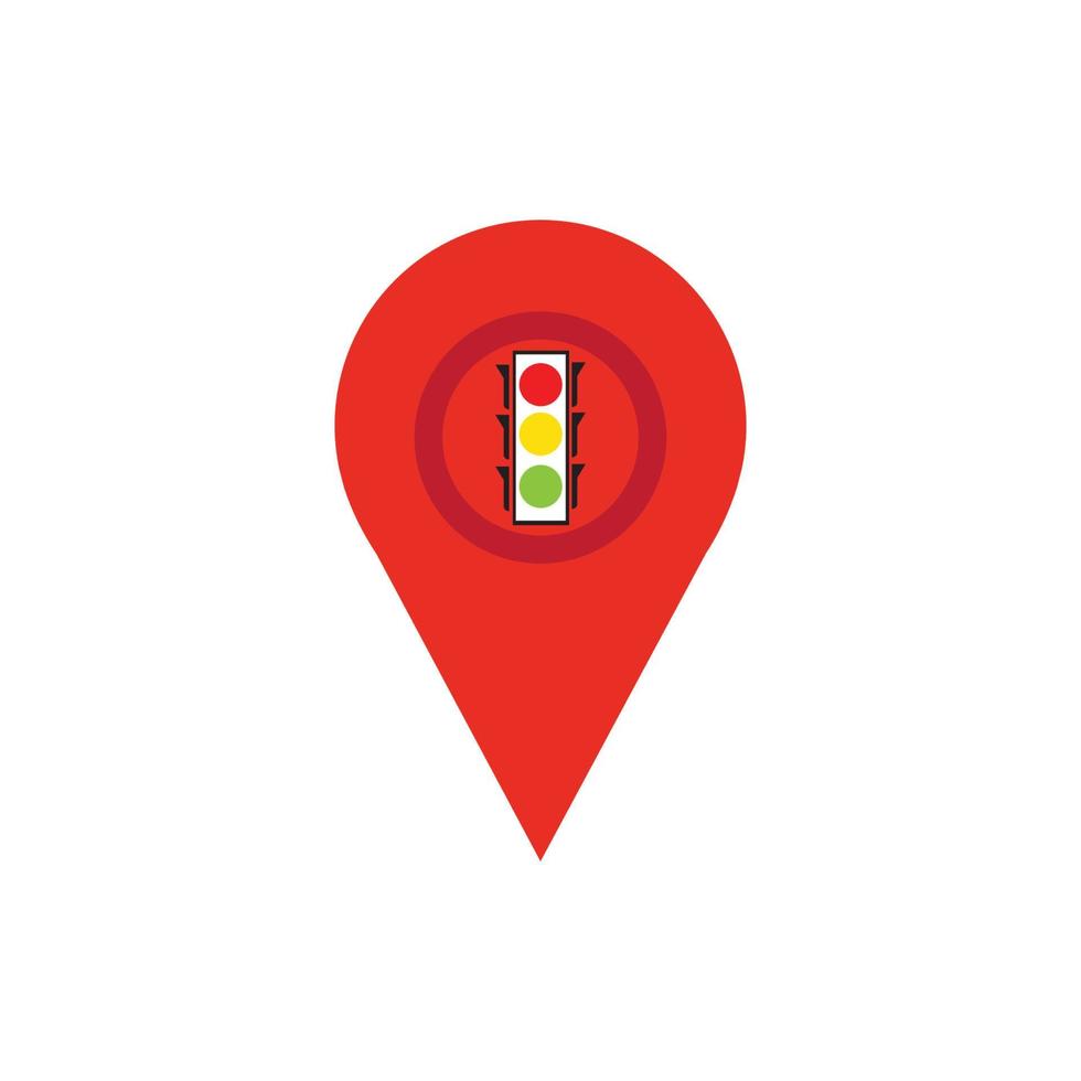 map pointer Traffic light signal - vector icon