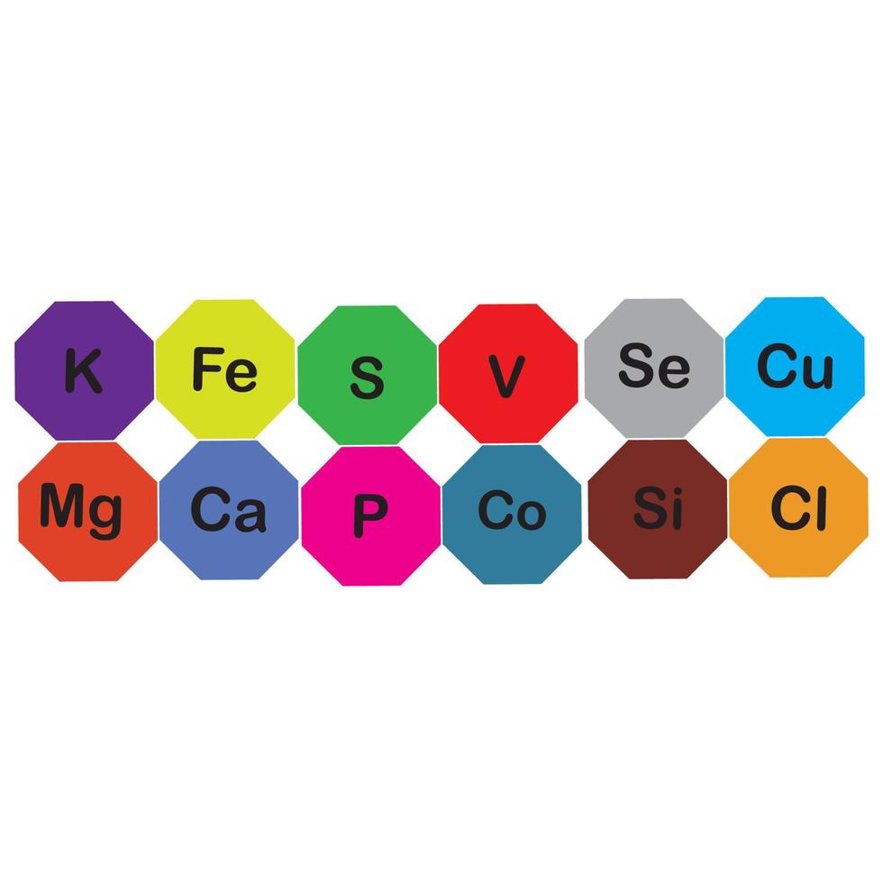 minerals microelements and macro elements, useful for human health. Fundamentals of healthy eating and healthy lifestyles. vector