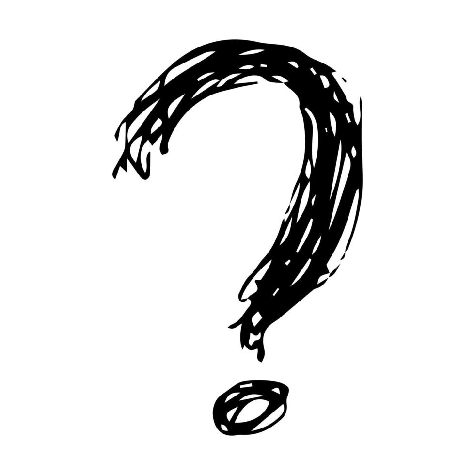 Hand drawn question mark symbol. Black sketch question mark symbol on white background. vector