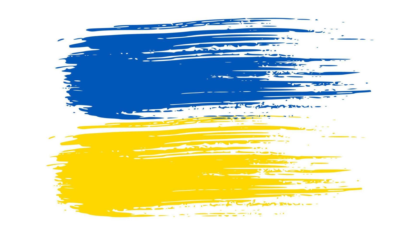 Ukrainian national flag in grunge style. Painted with a brush stroke flag of Ukraine. Vector illustration
