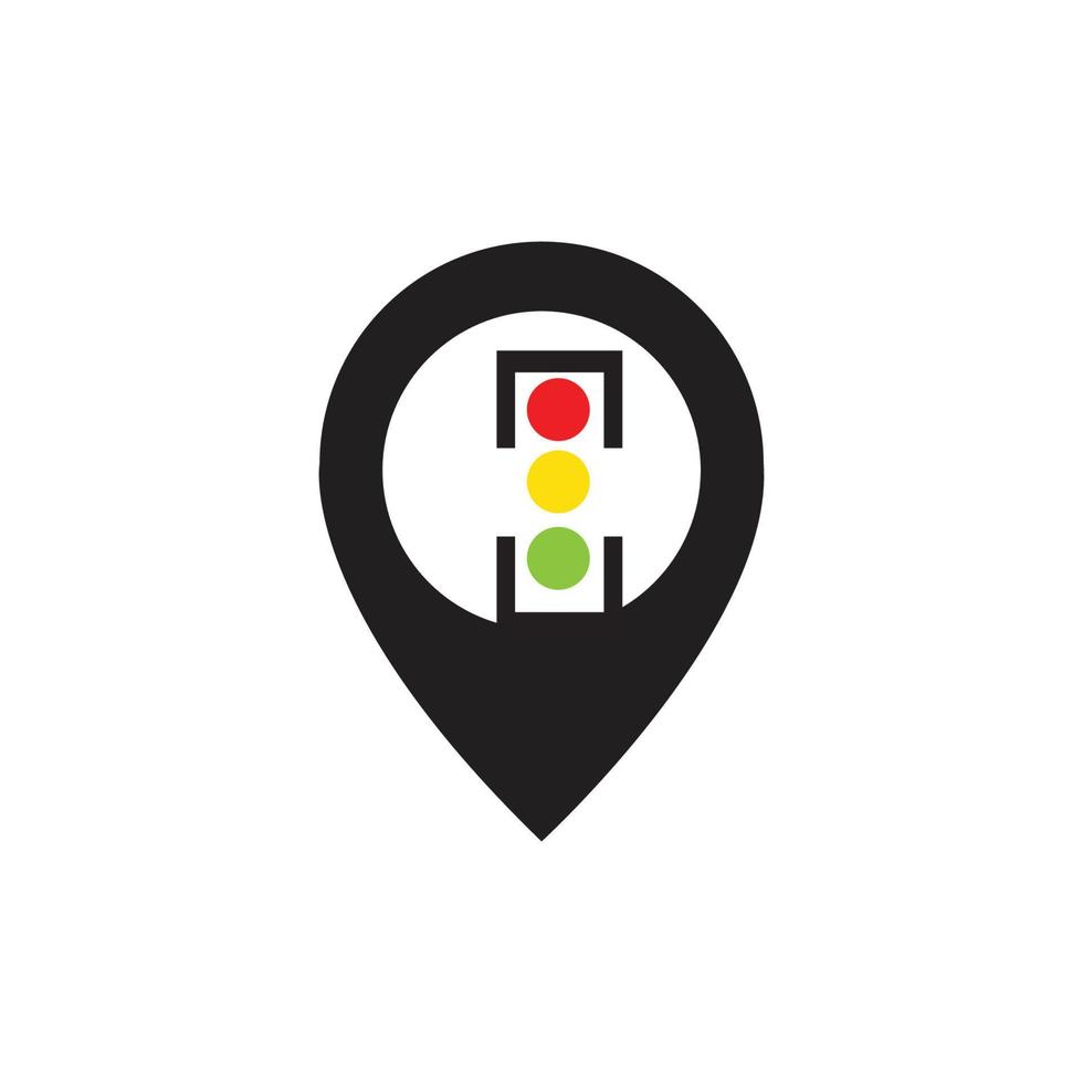 map pointer Traffic light signal - vector icon