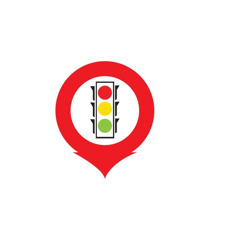 map pointer Traffic light signal - vector icon