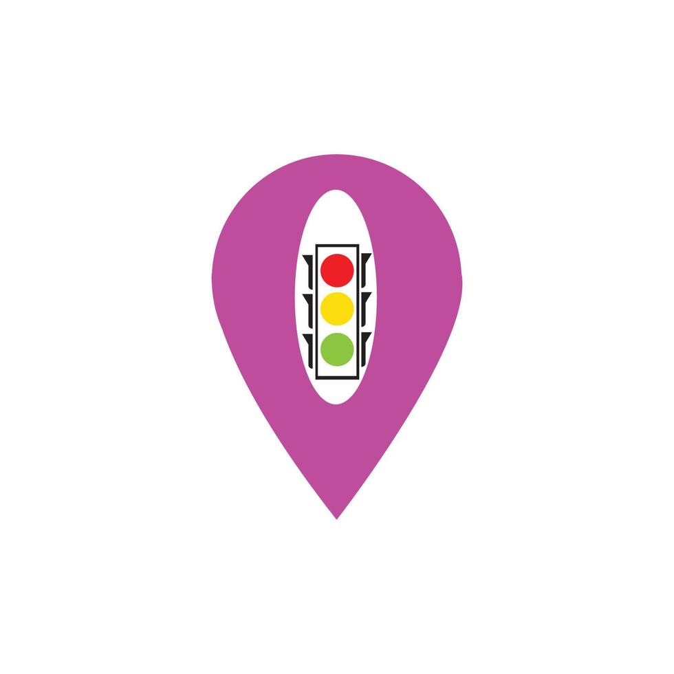 map pointer Traffic light signal - vector icon