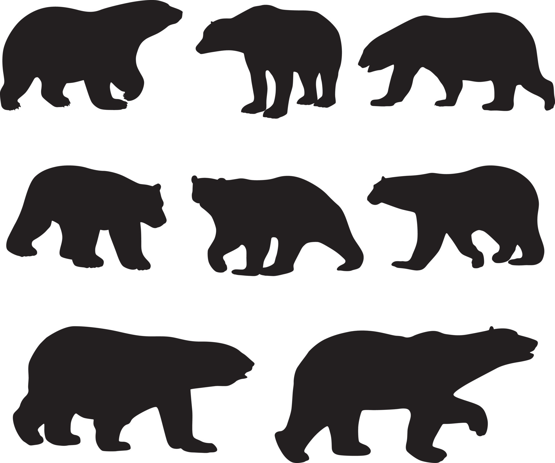 Polar bear silhouettes 15826884 Vector Art at Vecteezy