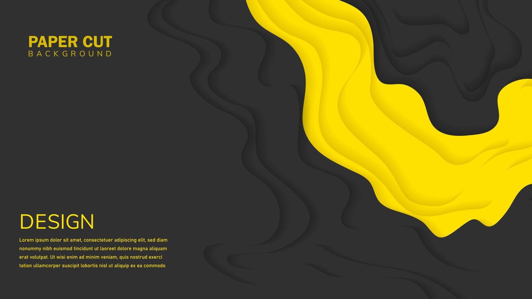 ondas negras y amarillas fondo de corte de papel abstracto ondas coloridas abstractas banner ondulado vector