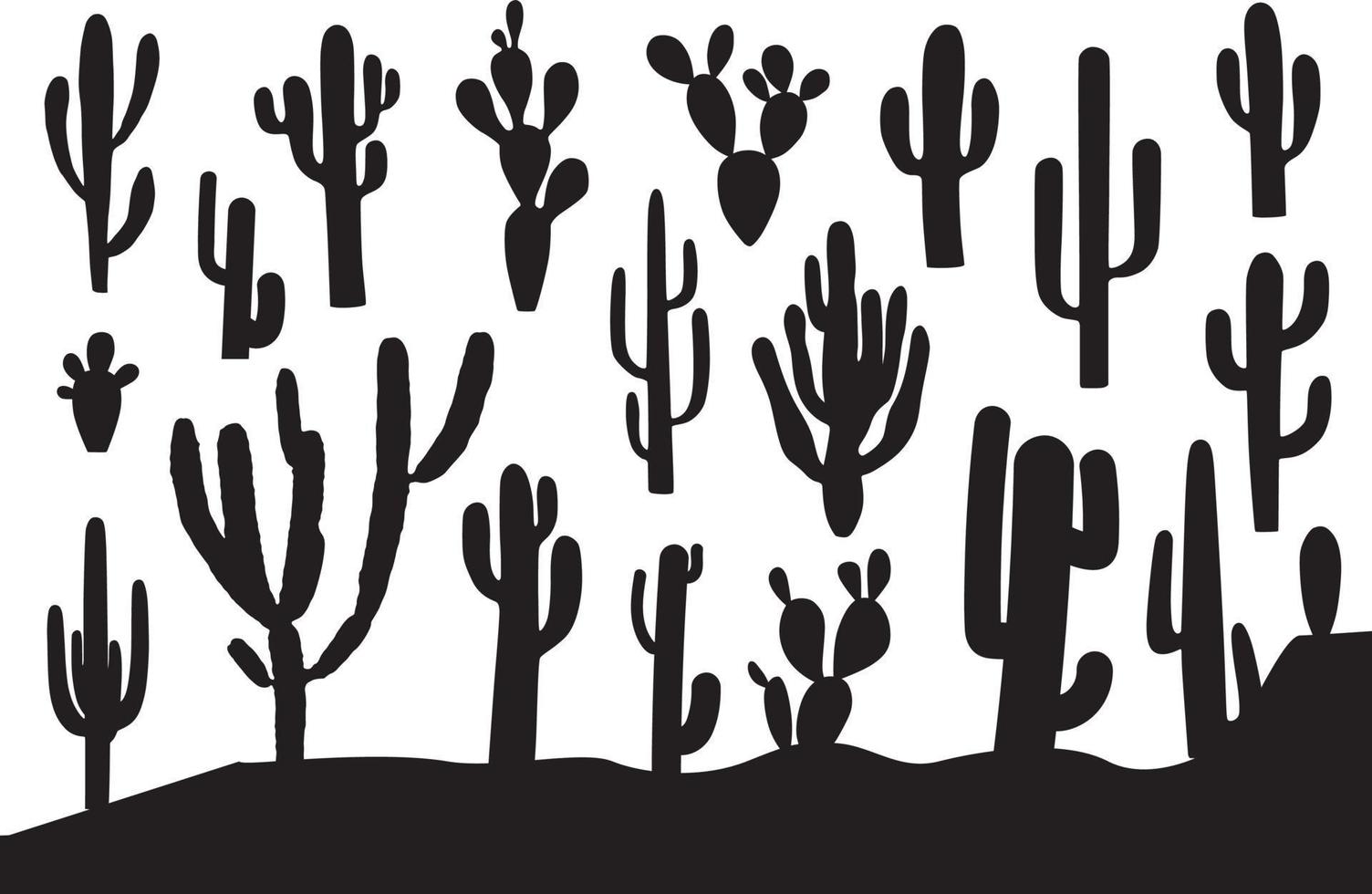 conjunto de silueta de cactus vector