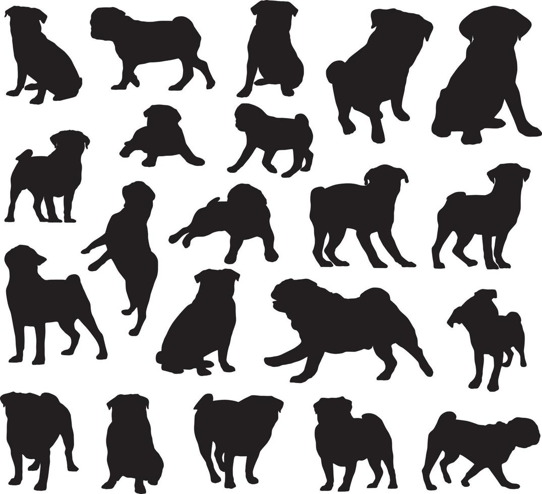 pug dog silhouette vector