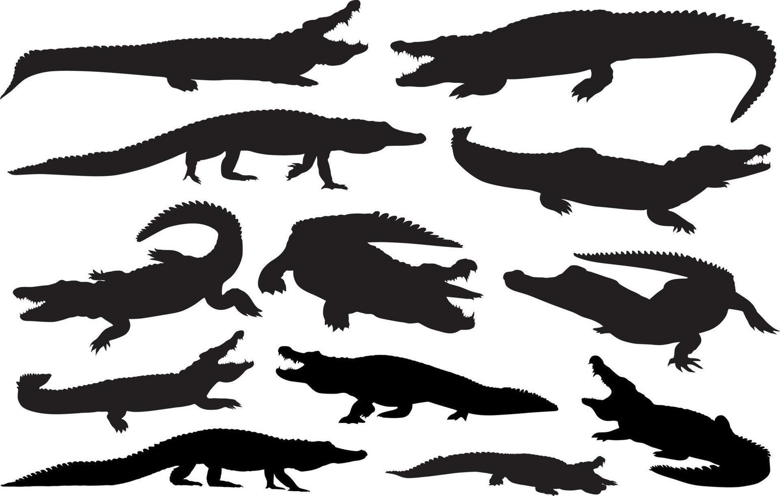 Alligator silhouette set vector