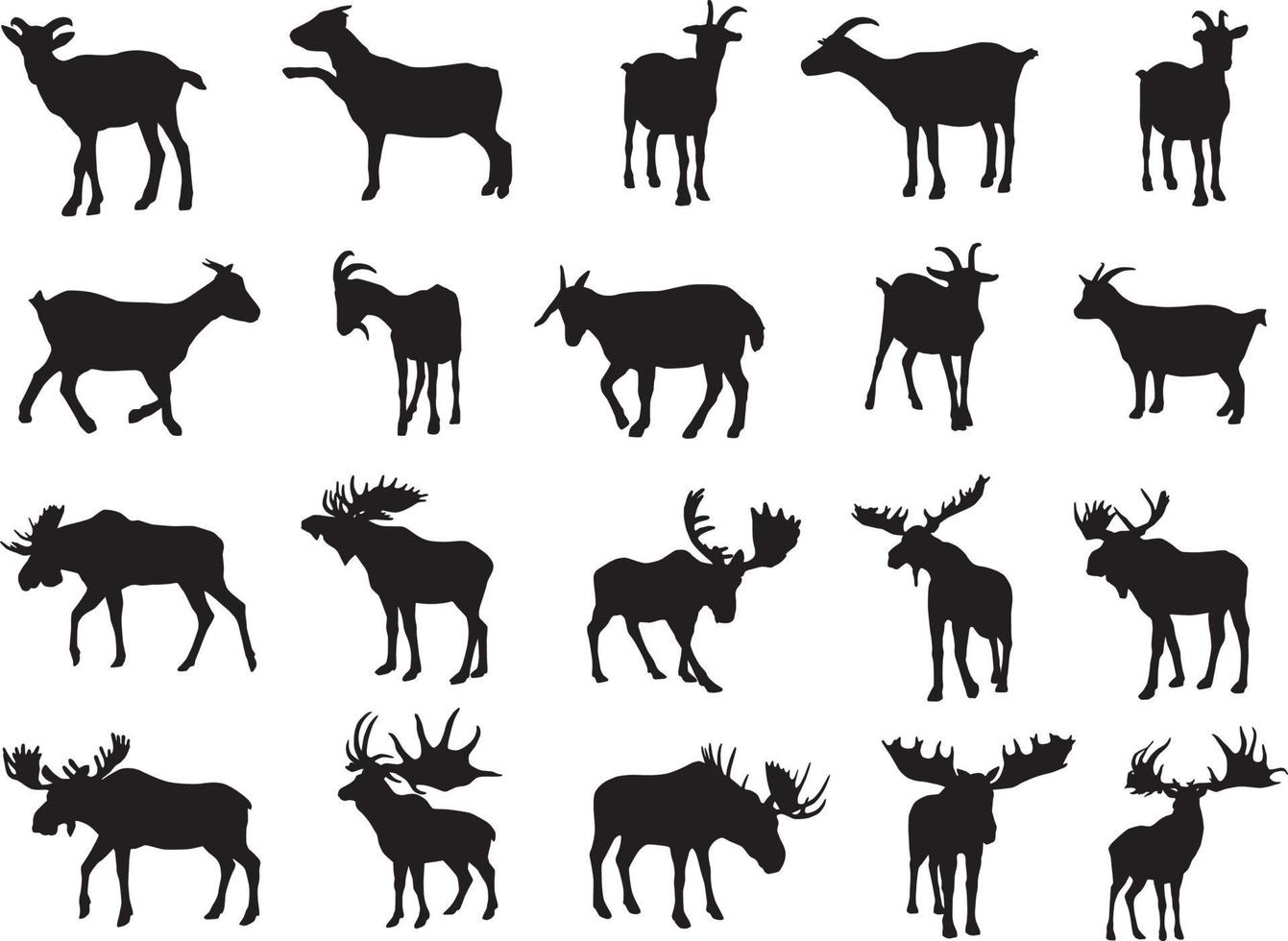 Moose and goat silhouette vector