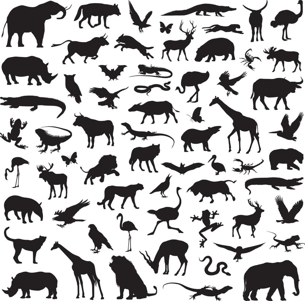 Africa safari animals wild life silhouette clip art vector
