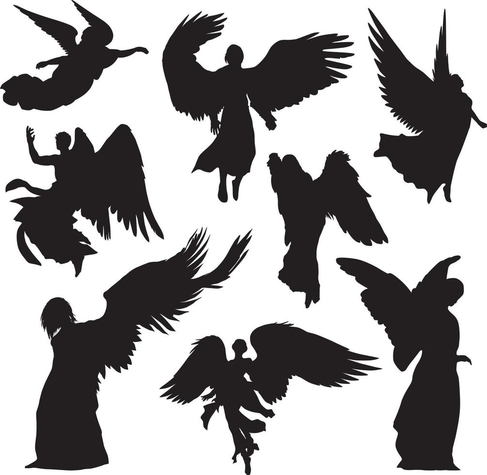 angel silhouette set vector