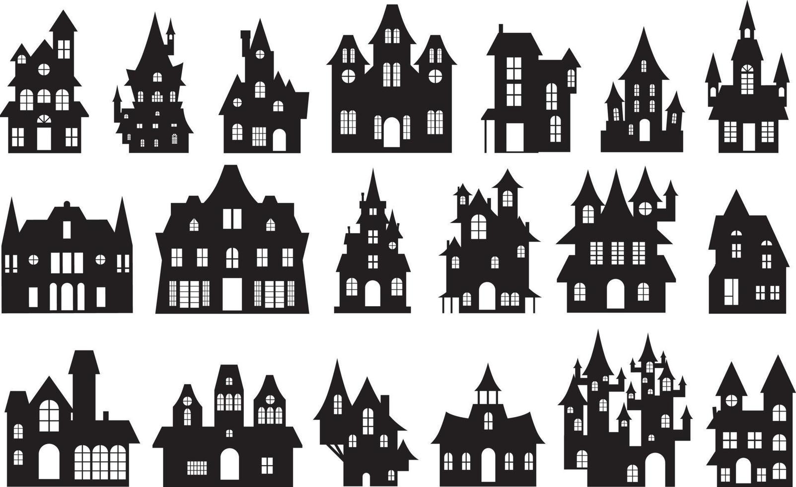 Halloween haunted house silhouette set 15826950 Vector Art at Vecteezy Halloween haunted house silhouette set 15826950 Vector Art at Vecteezy