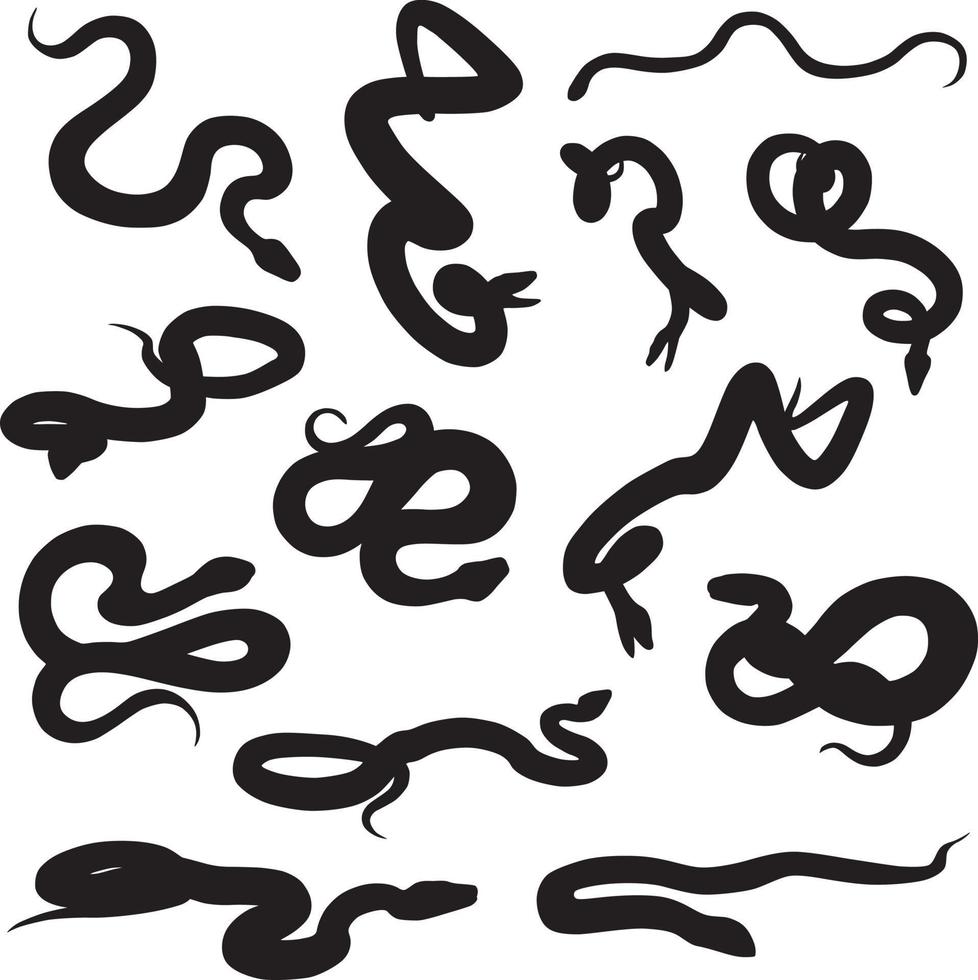 snake silhouette set vector