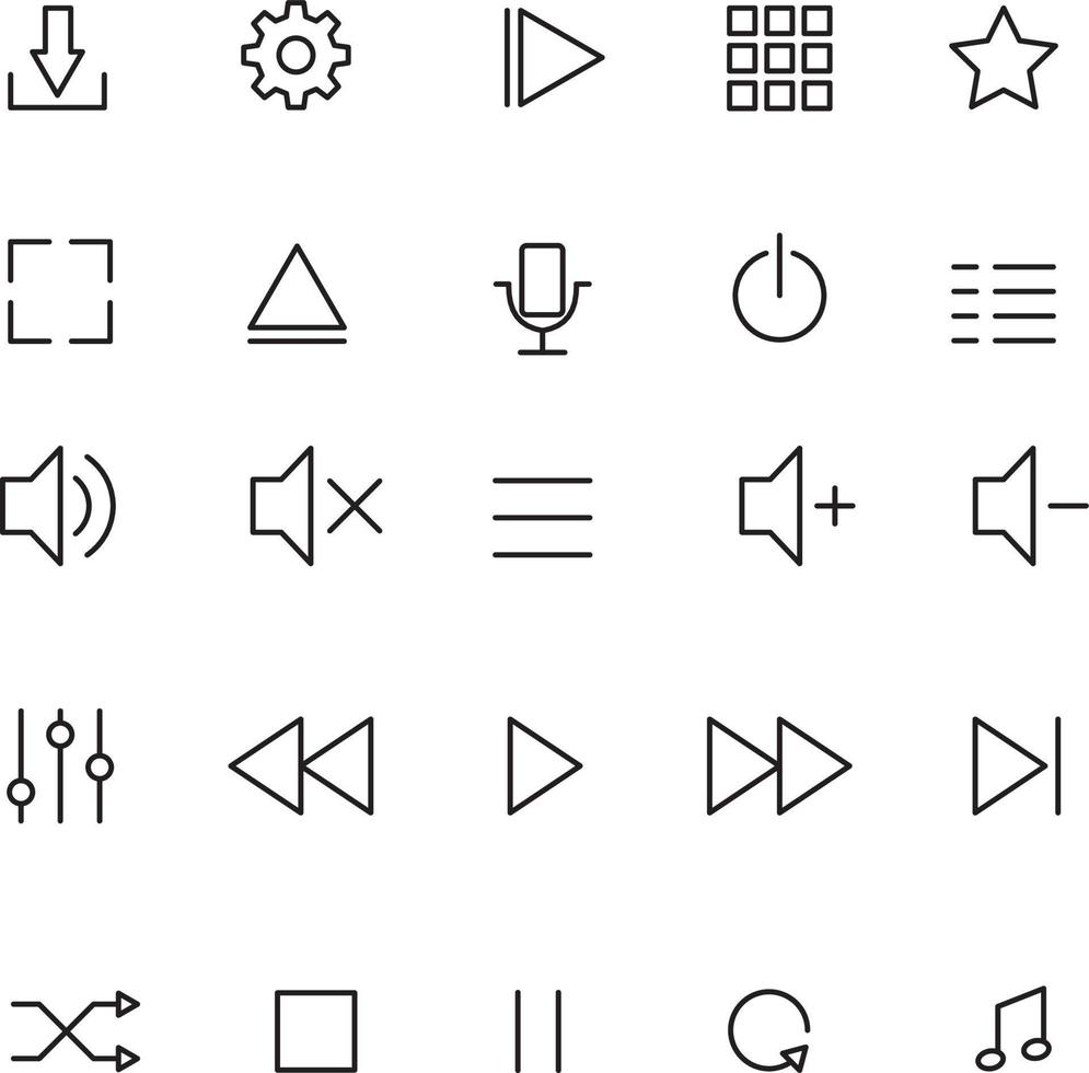 media control icon set vector