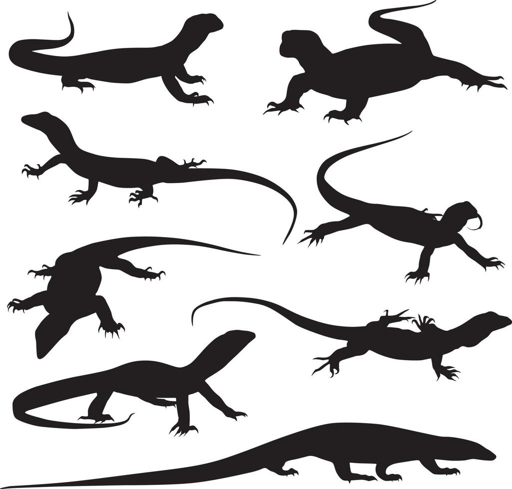 lizard silhouette set vector