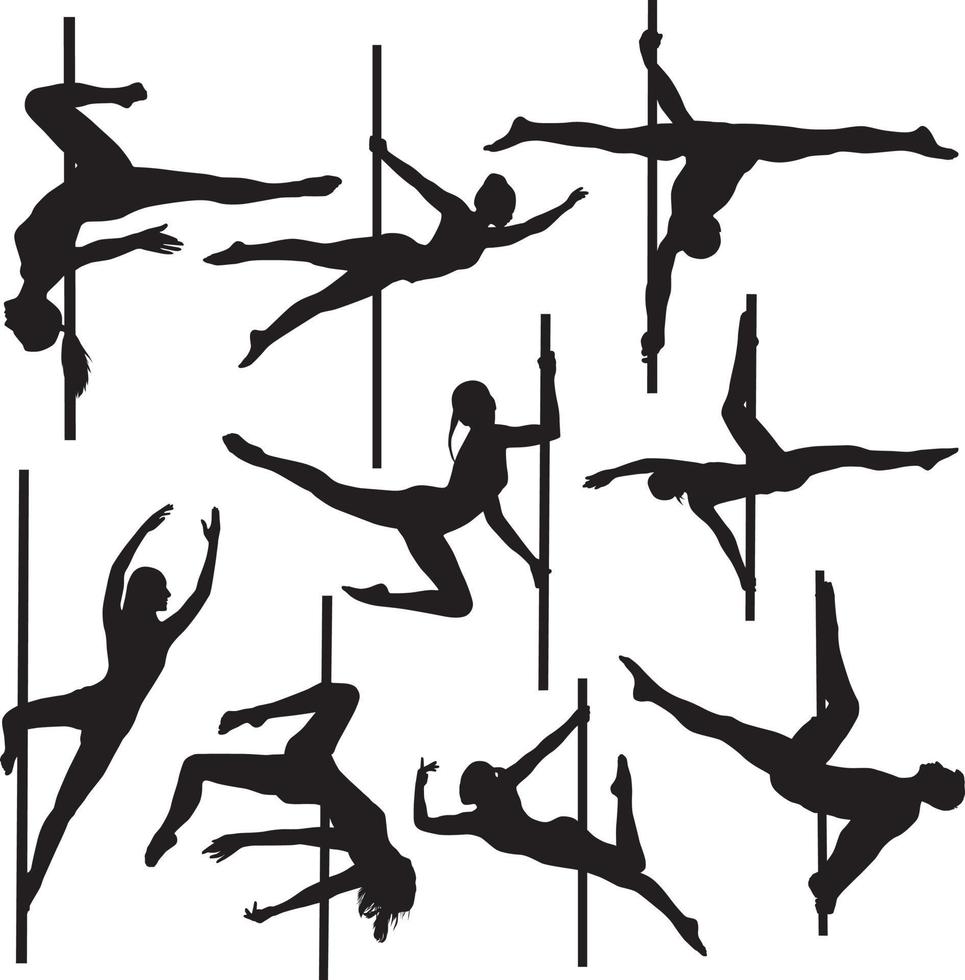 Vector Pole Dance Silhouette Set Vector Download