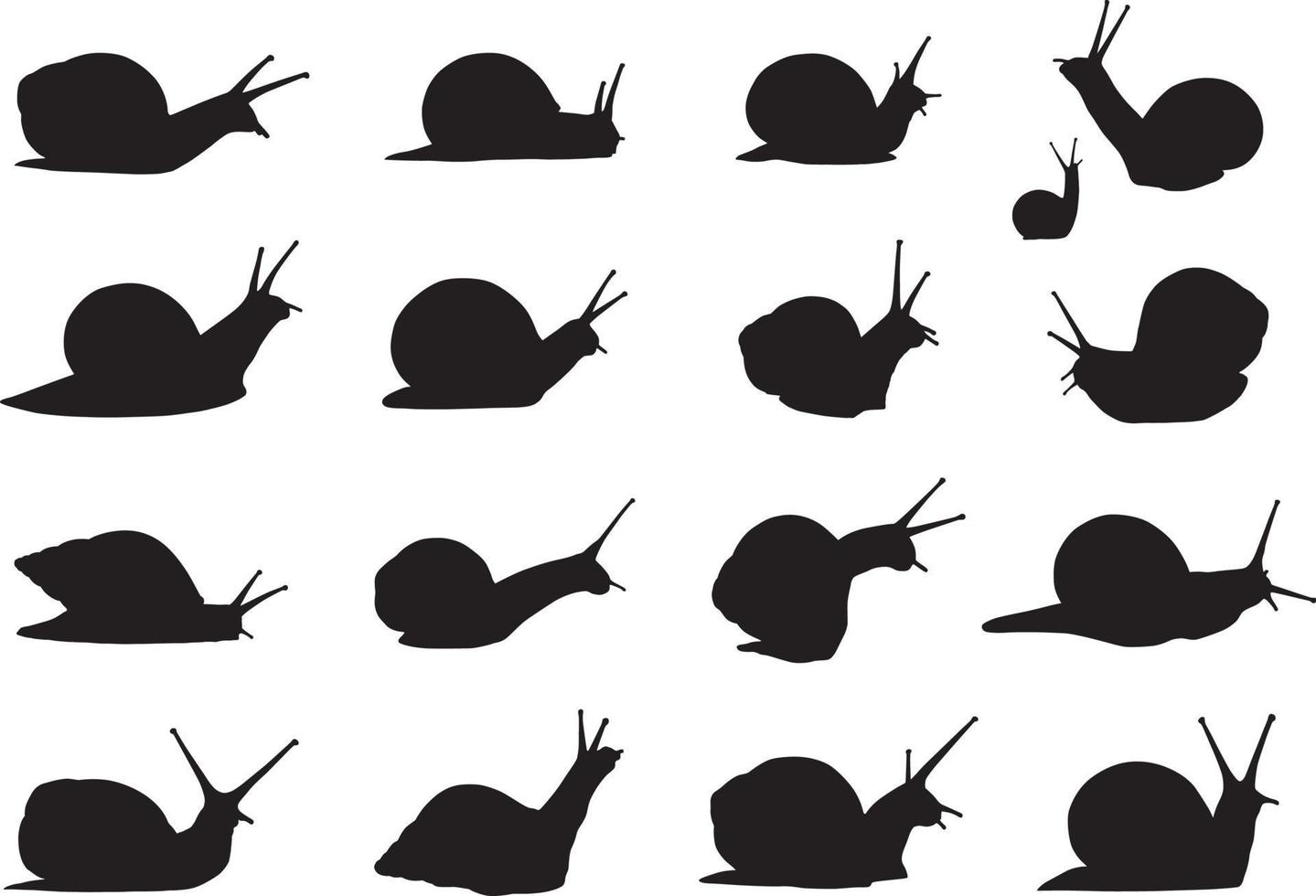 Snail silhouette set vector