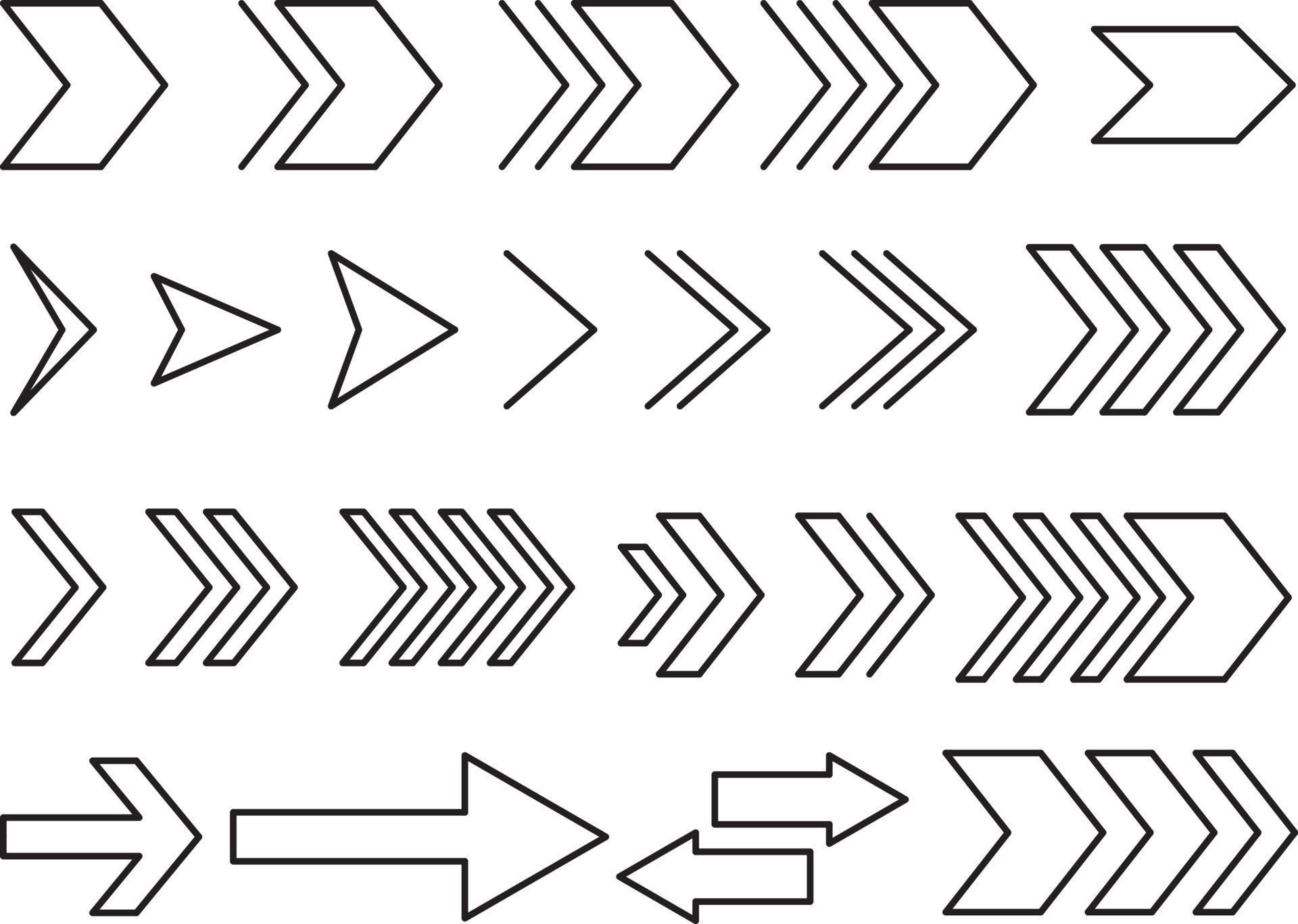 Arrow set outline collection 15826975 Vector Art at Vecteezy