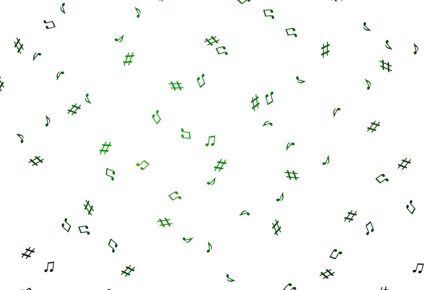 telón de fondo de vector verde claro con notas musicales.