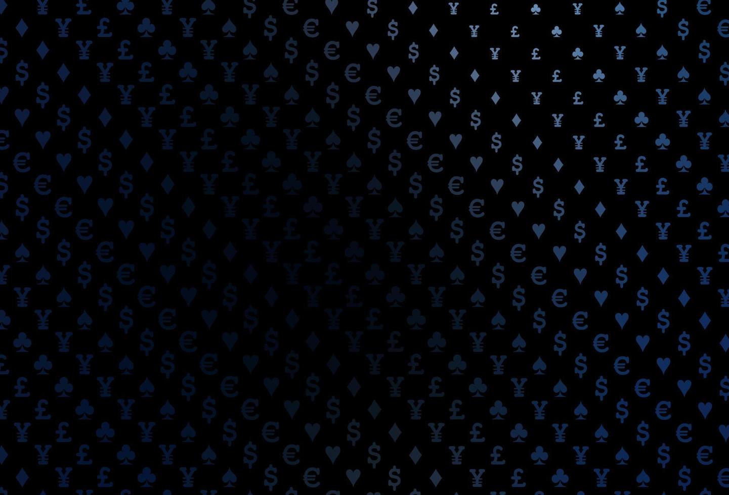 Dark blue vector cover with symbols of gamble.