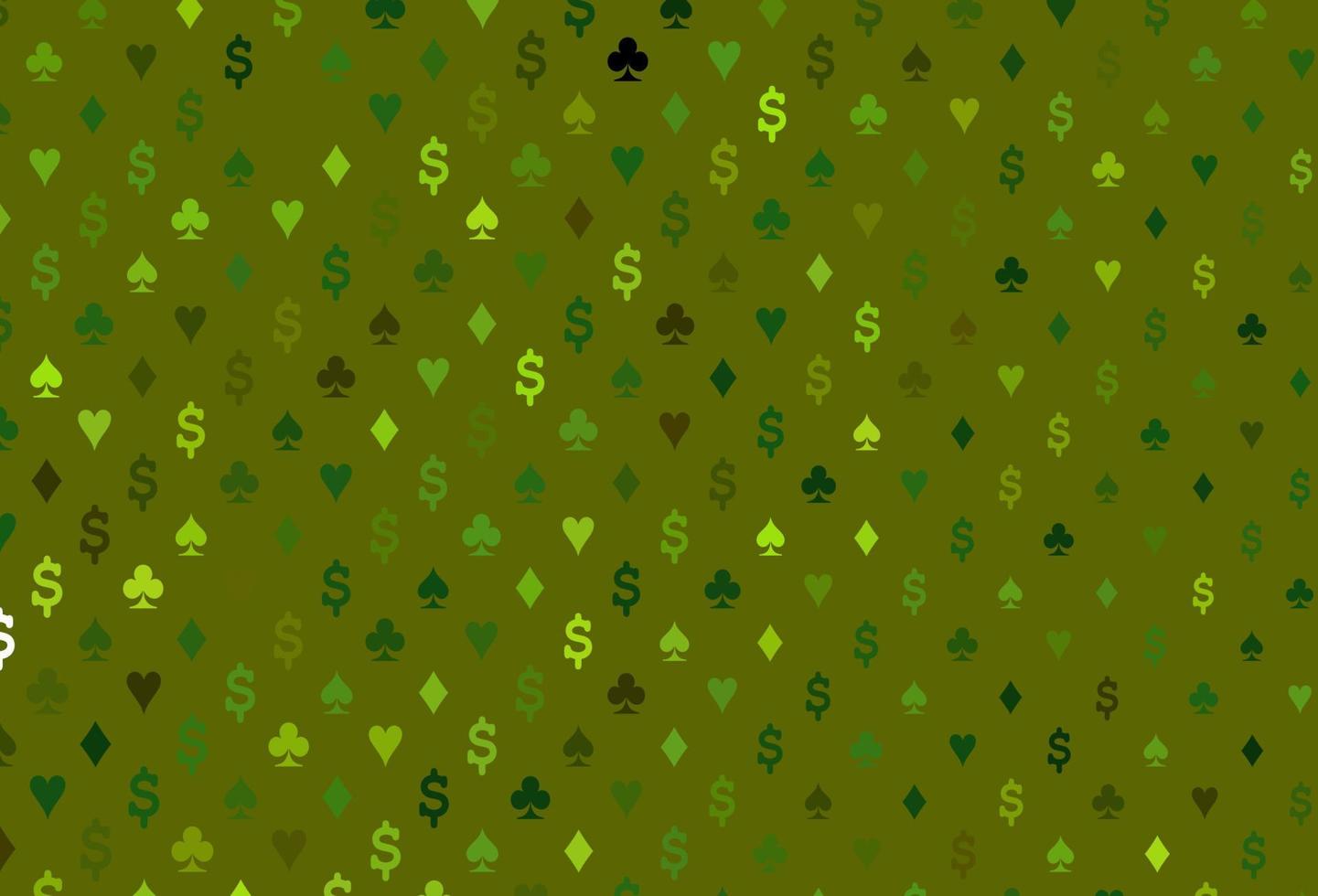 Light green vector template with poker symbols.