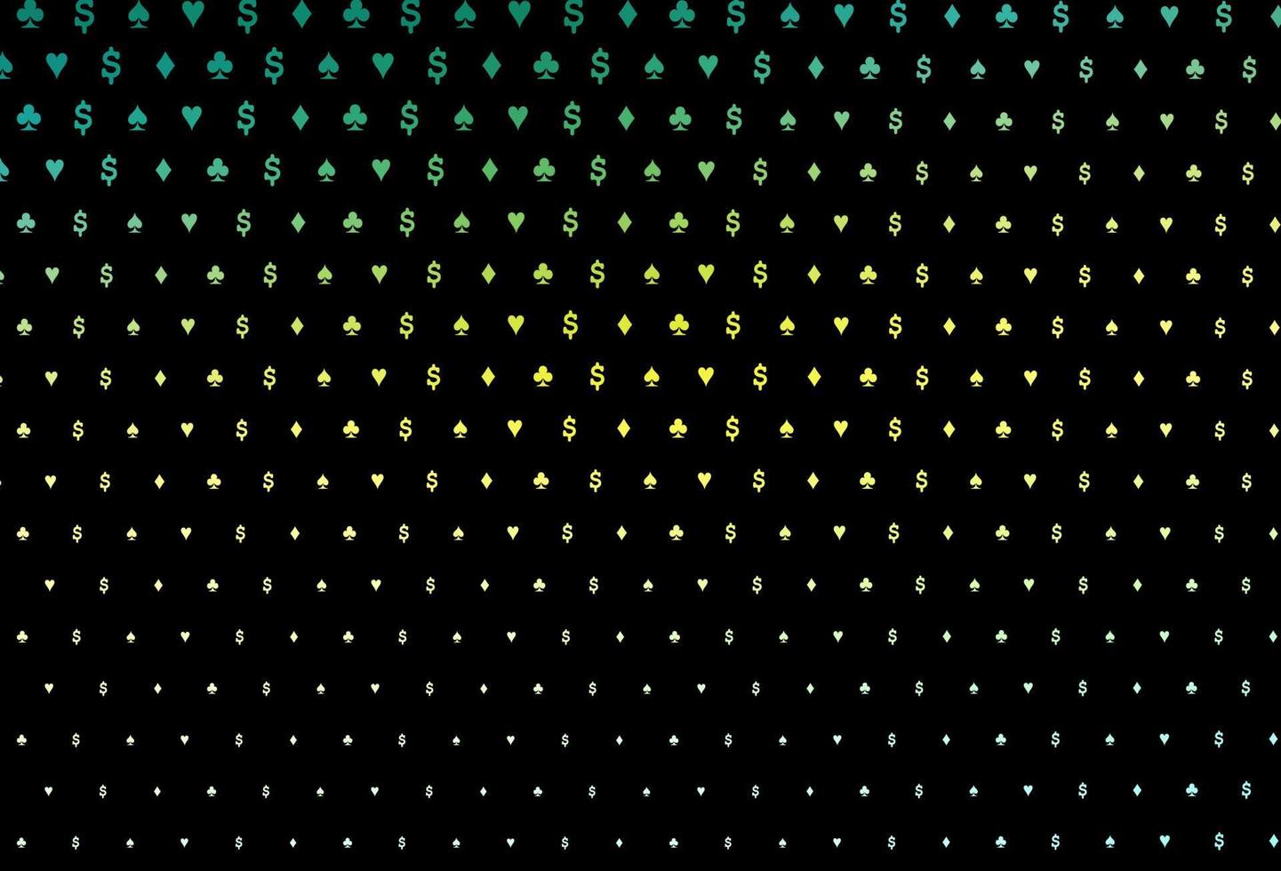 Dark green, yellow vector background with cards signs.